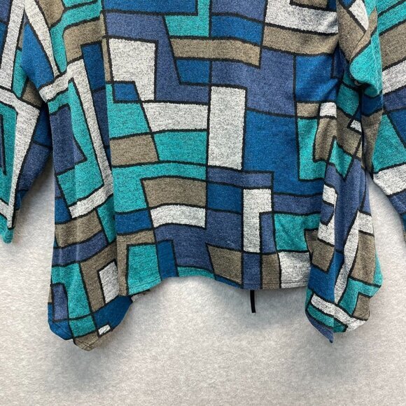 IC By Connie K Top Womens Large‎ Blue Abstract Art Colorblock Long Sleeve - Picture 9 of 14